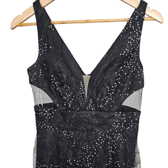 Marchesa Notte Black Glitter Gown Evening Wedding Gala Size 0 New With Tags - Picture 8 of 10